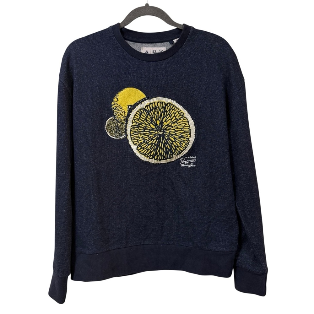 Original Penguin by Munsingwear navy citrus graphic sweatshirt men’s SMALL retro